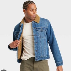 Goodfellow & Co. Men's Faux Shearling Lined Denim Trucker Jacket Medium